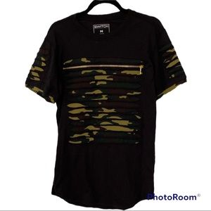SWITCH | Originals Black Camo Zipper Slash Top M
